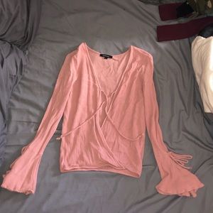 Pink tie blouse